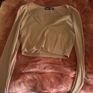SHEIN Tan Long Sleeve Blouse